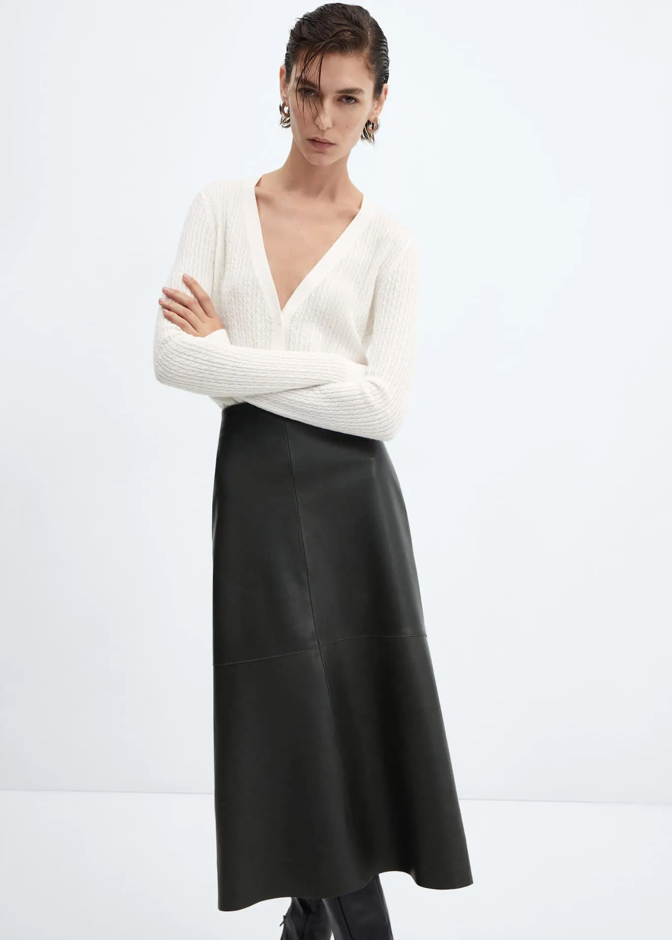 Cardigan de lã entrançado