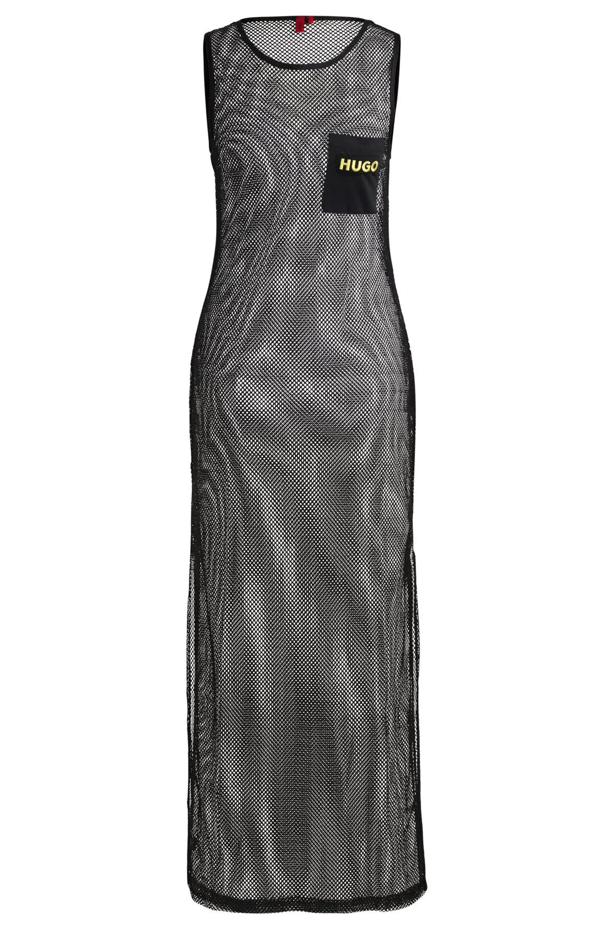 Vestido sem mangas em rede com bordado de logótipo