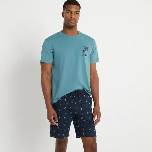 Pijama-calção de mangas curtas