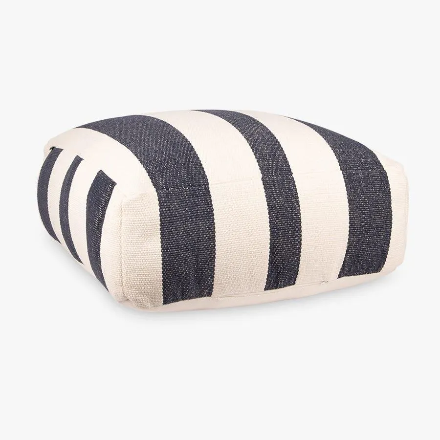 Pufe algodão riscas azul 80x80x35cm BALAT