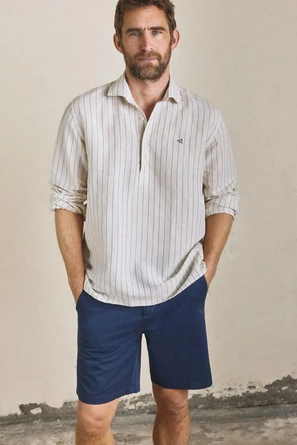 Camisa polera lino algodón manga larga