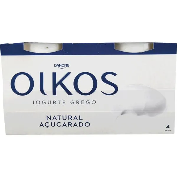 Iogurte Grego de Natural Açucarado Pack 4 embalagem 110 g Danone Oikos