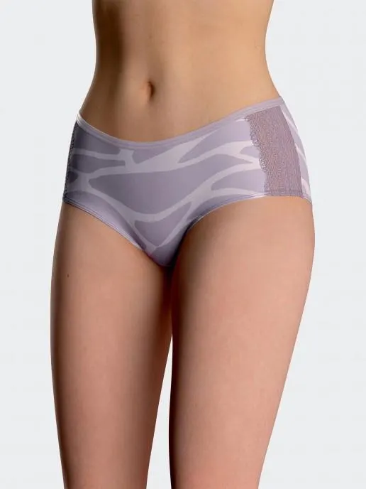 Cueca Hipster com Estampado Exótico e Renda