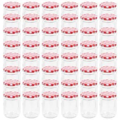 vidaXL Frascos de vidro com tampas brancas e vermelhas 48 pcs 230 ml