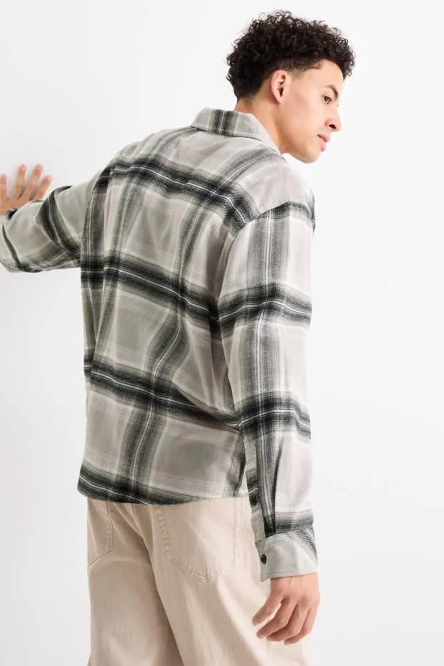 Flannel shirt - regular fit - kent collar - check