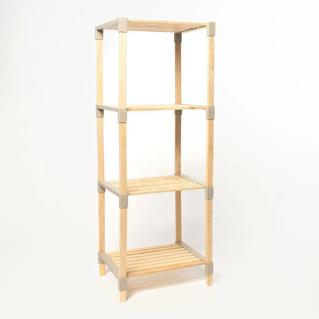 Estante multifuncional bege em madeira