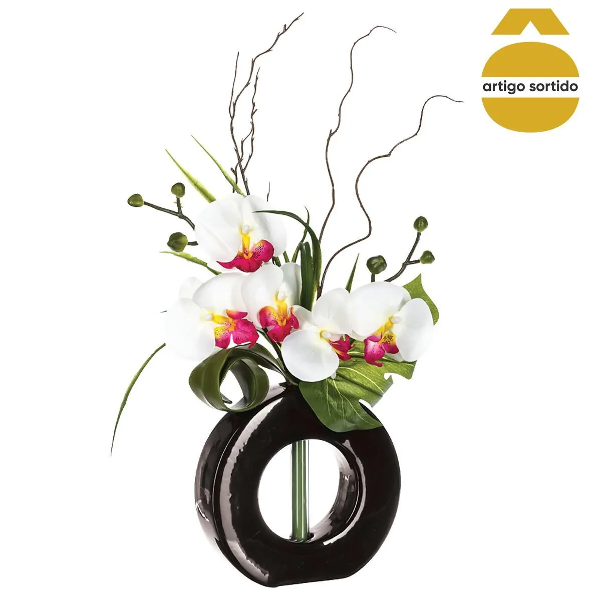 Vaso Com Orquídea Artificial 52cm