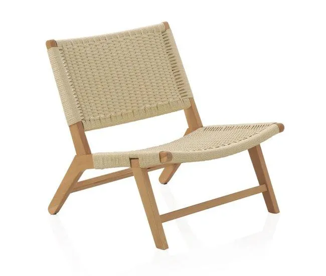 Poltrona De Madeira De Faia Com Assento E Costas Trançadas