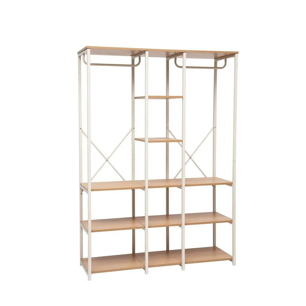 Roupeiro duplo de metal bege com prateleiras 170cm