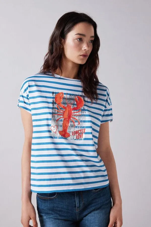 Camiseta Gráfica Manga Vuelta Botón