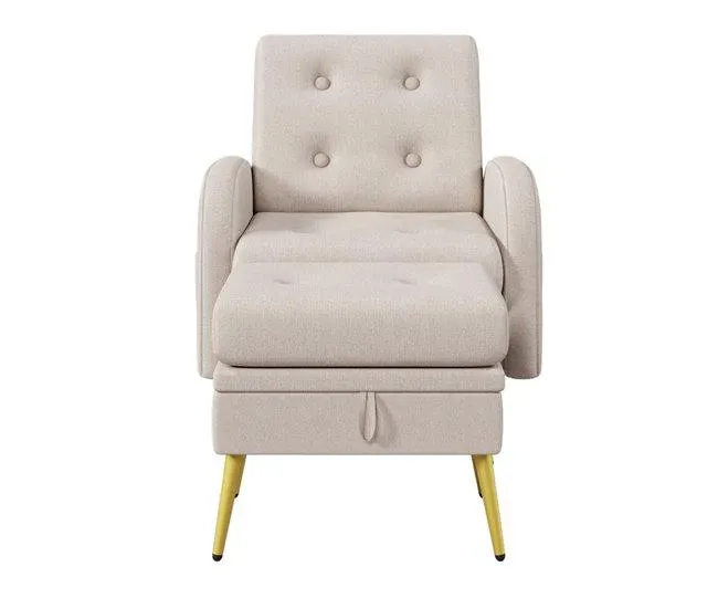 Cadeirão com apoio para os pés - encosto regulável - Bege