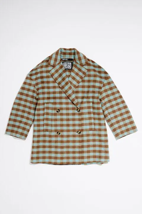 Sobretudo pano dupla face quadrados