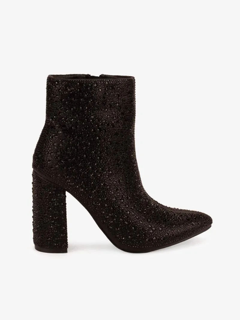 BOTIM DE TACÃO E FORMA PONTIAGUDA COM APLICAÇÃO DE PEDRAS BRILHANTES