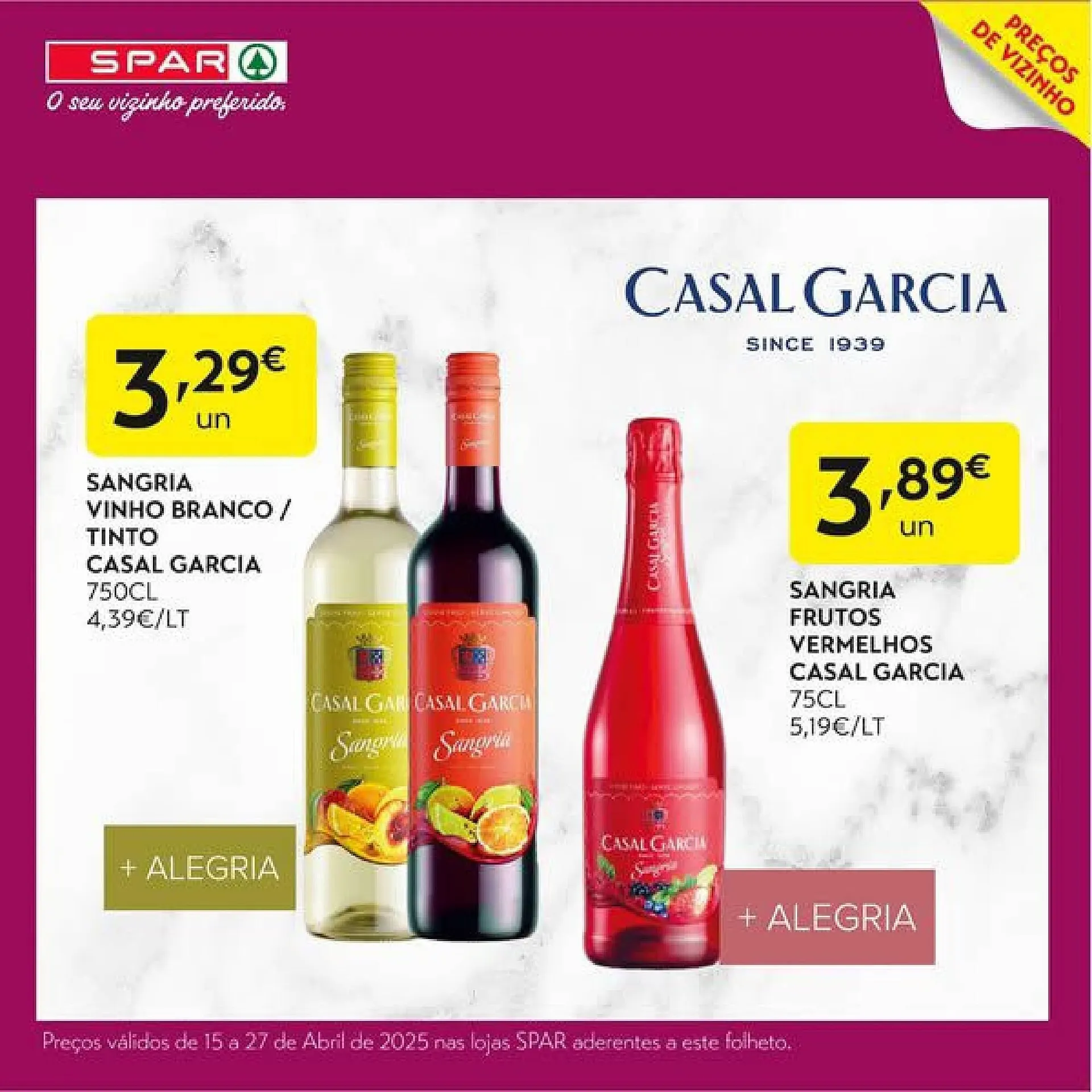 Folheto Folheto Spar de 15 de abril até 27 de abril 2025 - Pagina 1