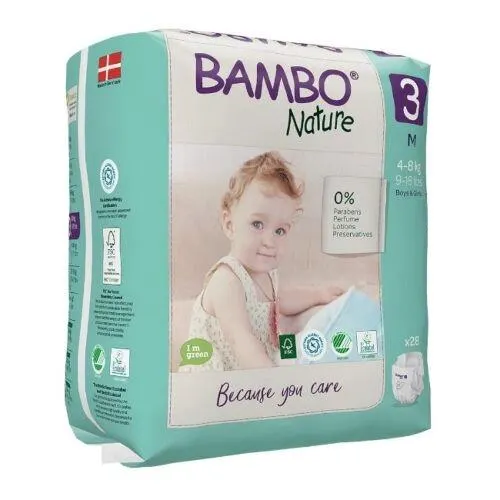Bambo Nature Fraldas Tamanho 3 M 4-8Kg 28 Unidades