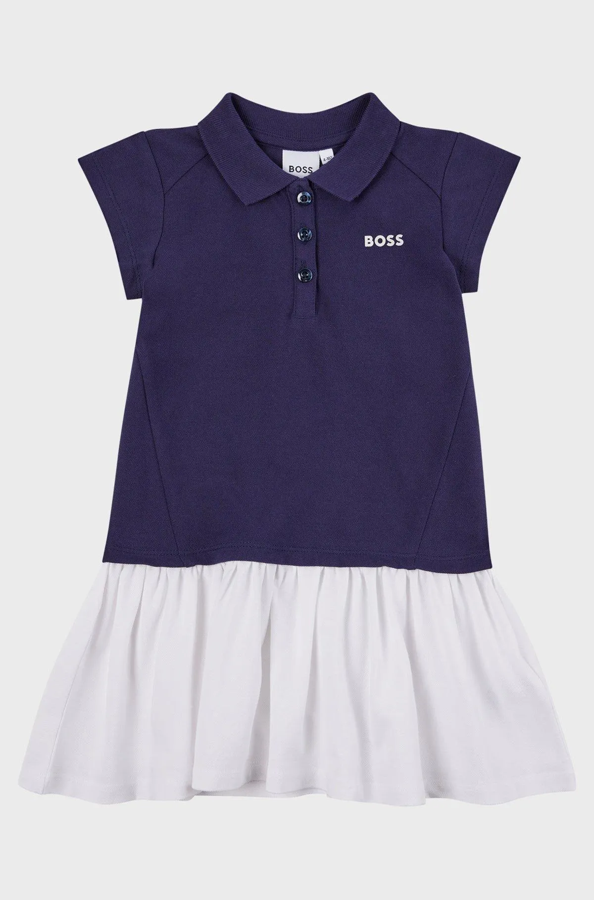 Vestido polo para criança em algodão elástico com logótipo estampado