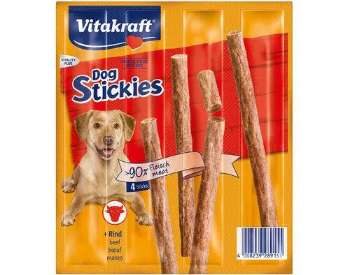 snacks para cão vitakraft dog stickies com vaca pack 4 unidades