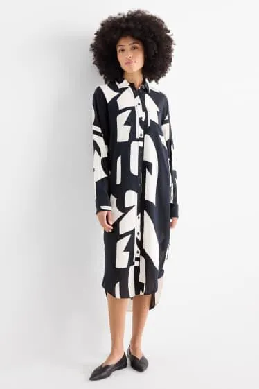 Viscose shirt dress - patterned