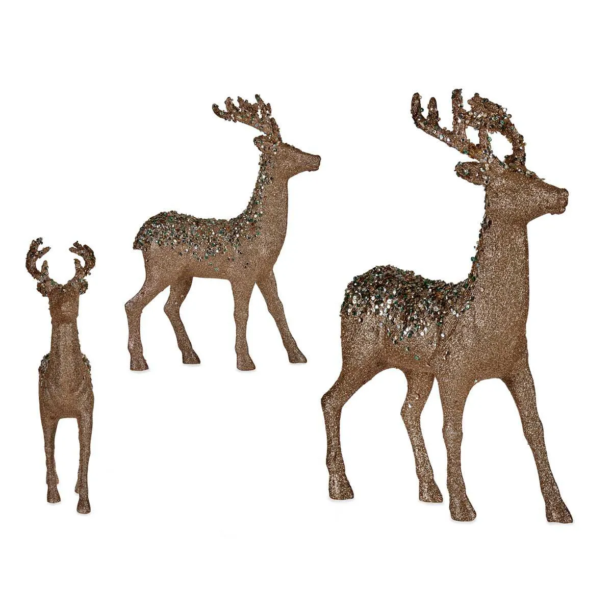 Figura Decorativa Rena Dourada E Azul Com Glitter