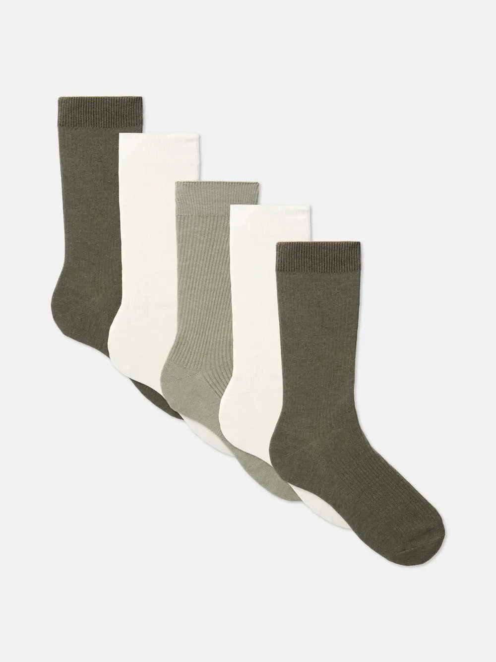 Pack 5 pares meias cano médio caneladas