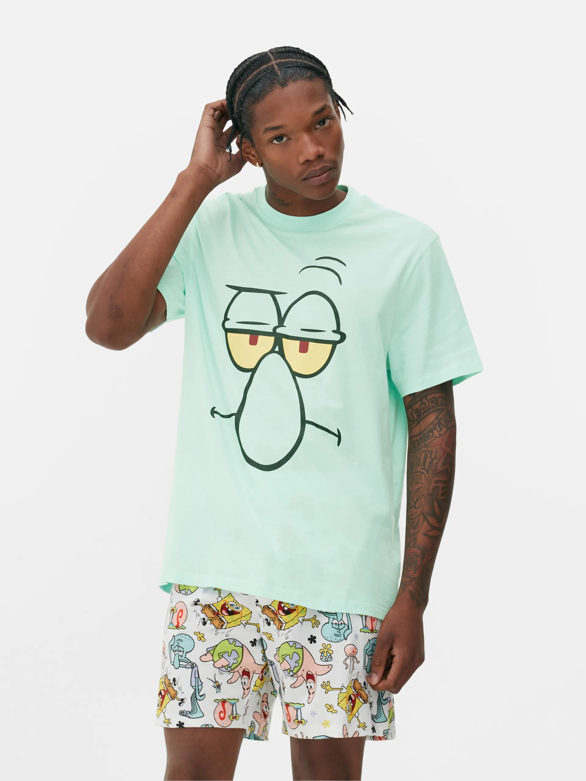 Schlafanzug mit T-Shirt und Shorts für Herren