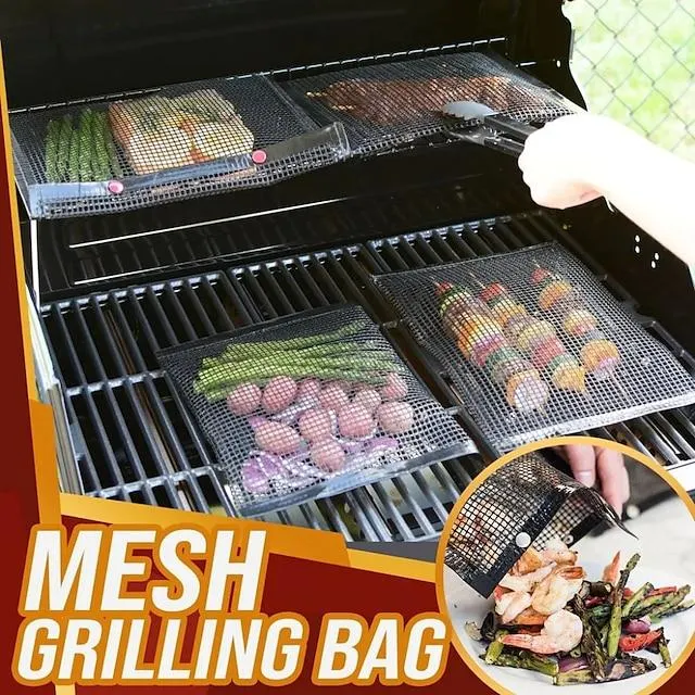 herbruikbare non-stick bbq mesh grillzakken, bbq barbecue tas teflon netje non-stick barbecue netje glasvezel non-stick barbecue netje