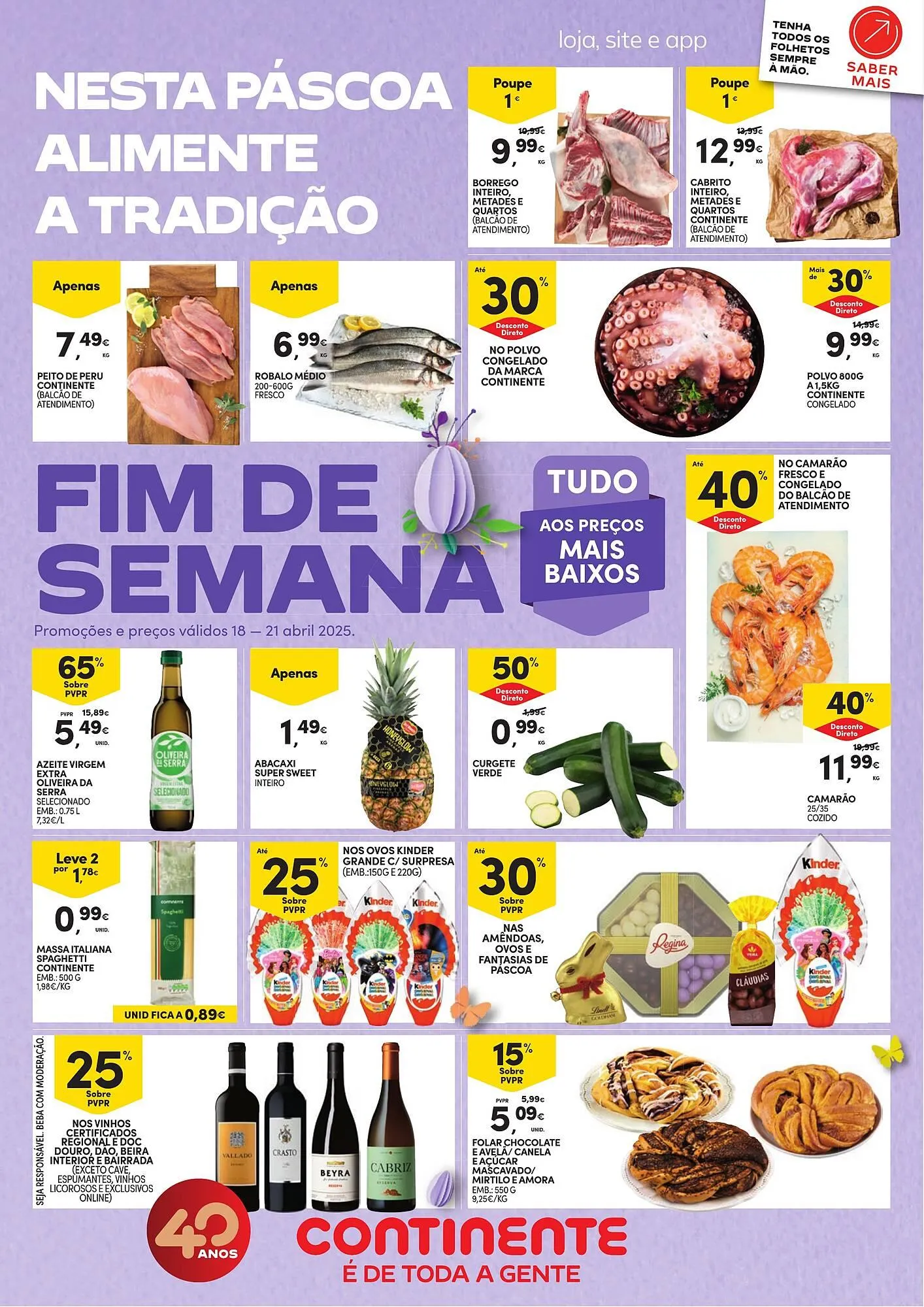 Folheto Folheto Continente de 18 de abril até 21 de abril 2025 - Pagina 1