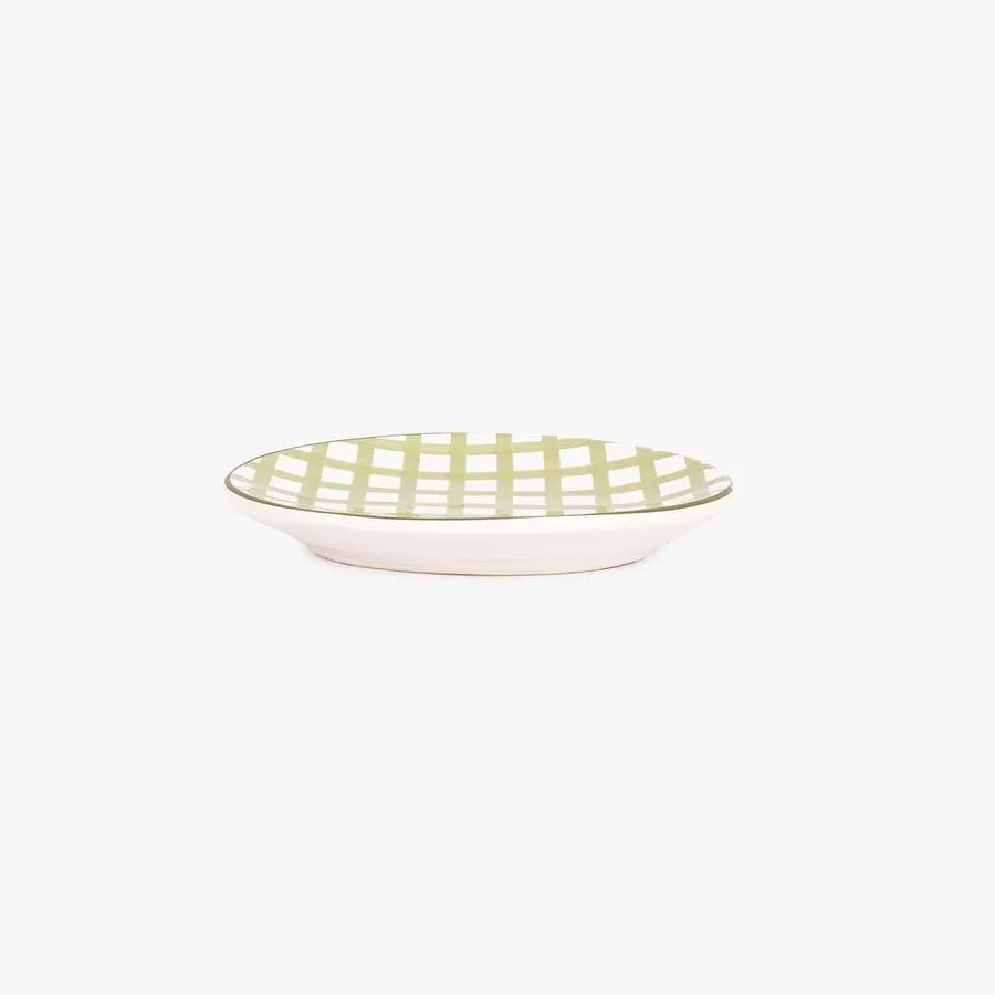 Saboneteira redonda às riscas verde VICHY