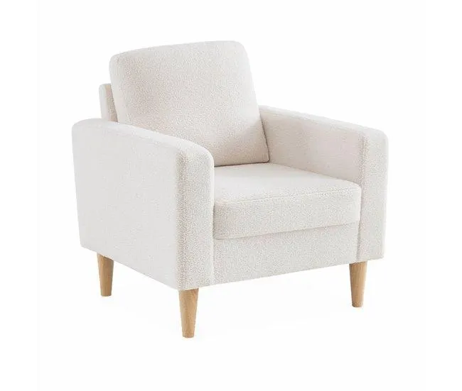 Poltrona em boucle escandinavo, Bjorn boucle, Branco, 78x77x70 cm