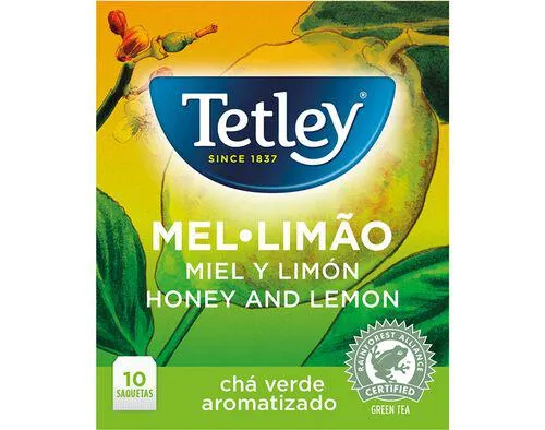 chá tetley verde mel limão 10 saquetas