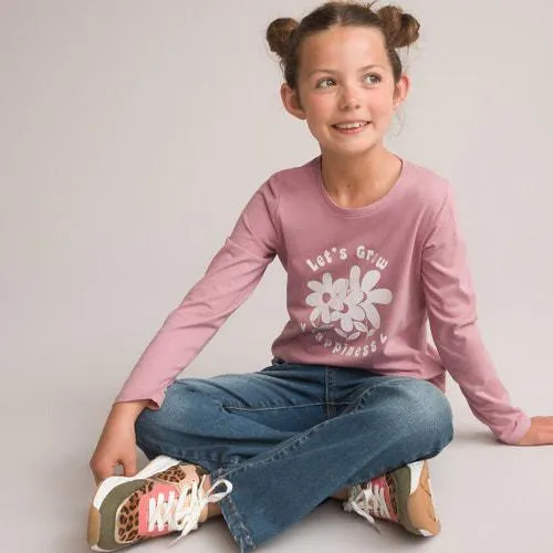 Camisola de mangas compridas, motivo flores