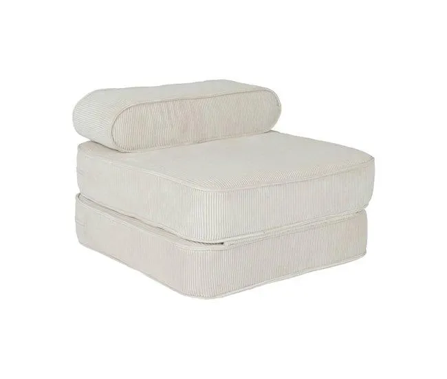 Fauteuil enfant en velours côtelé dépliable, couleur crème, L 66 x P 62 x H 43,5 cm