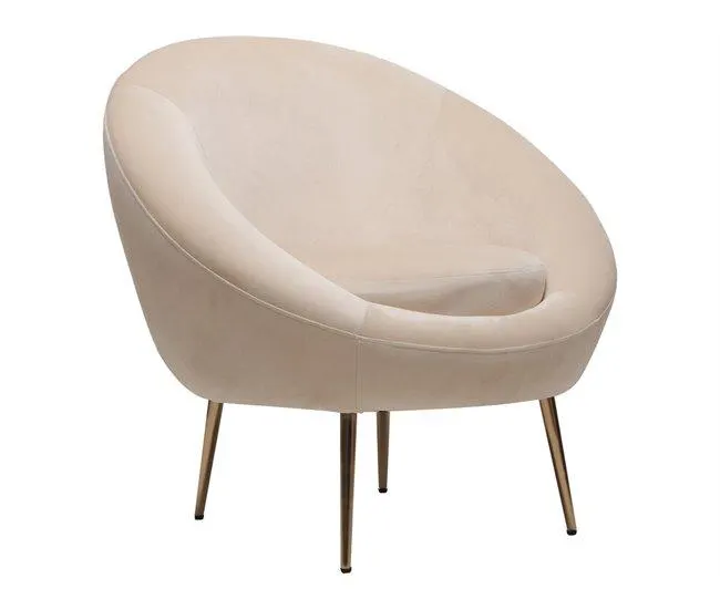 Poltrona de veludo "Cocon" - 77 x 74 x 77,5 cm - Bege