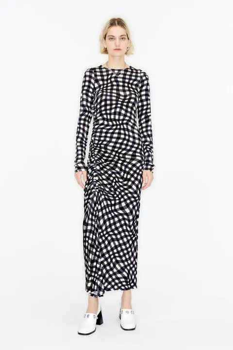 Vestido comprido print Vichy Liquid