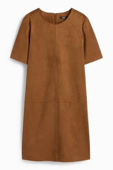 A-line dress - faux suede