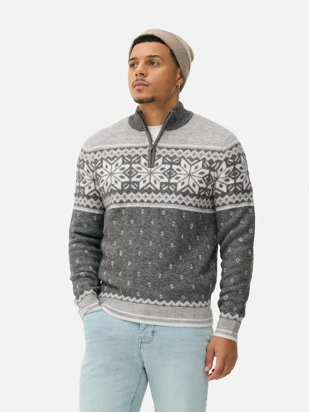 Camisola Fair Isle fecho correr