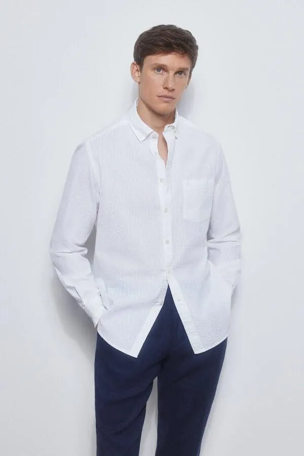 Camisa seersucker lisa