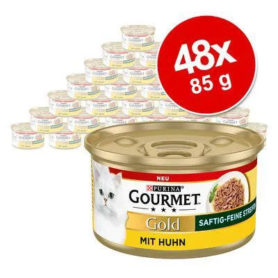 Gourmet Gold Delícias suculentas em tiras finas 48 x 85 g - Pack económico