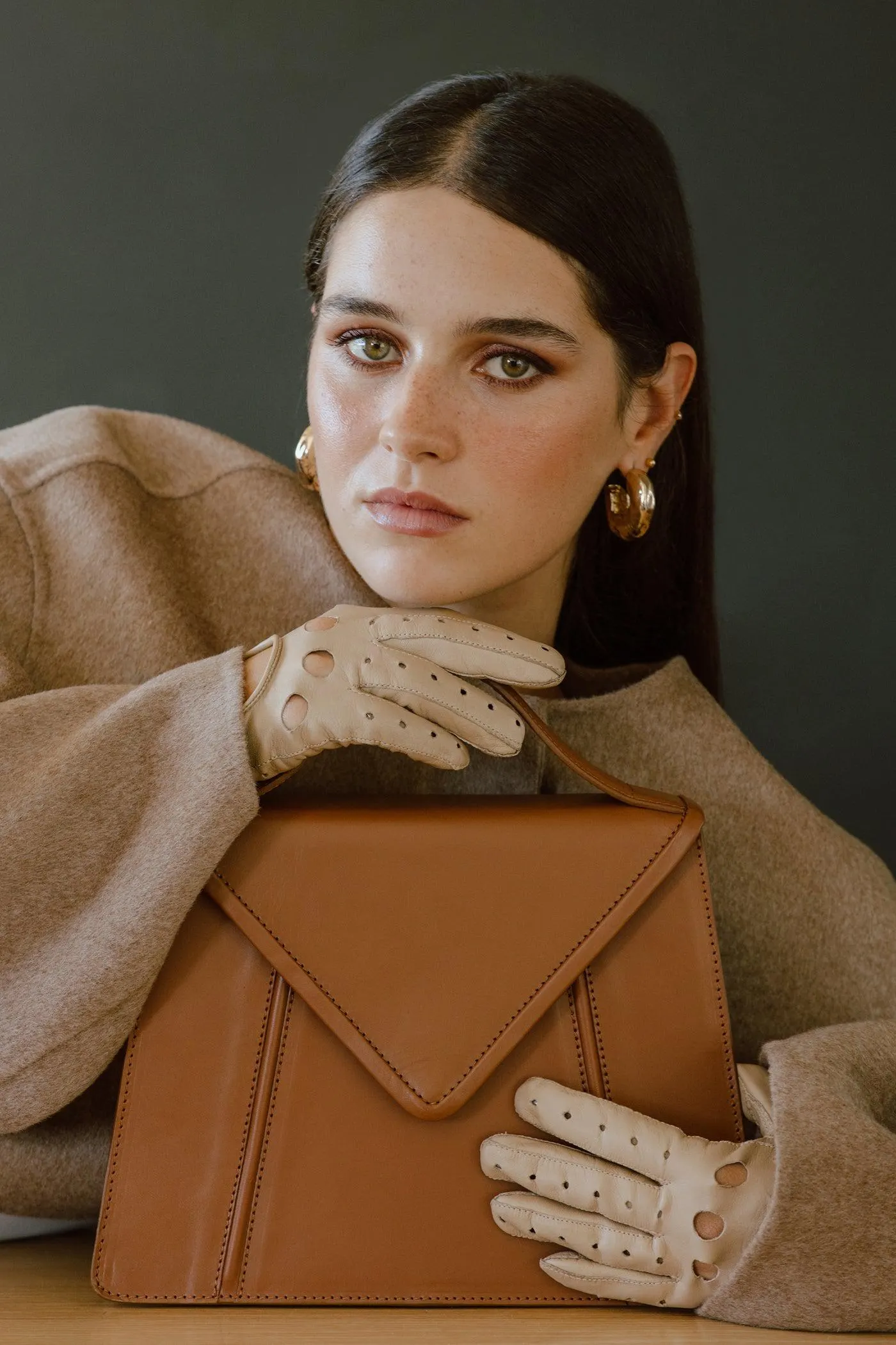 Luvas drive em pele Verde escuro