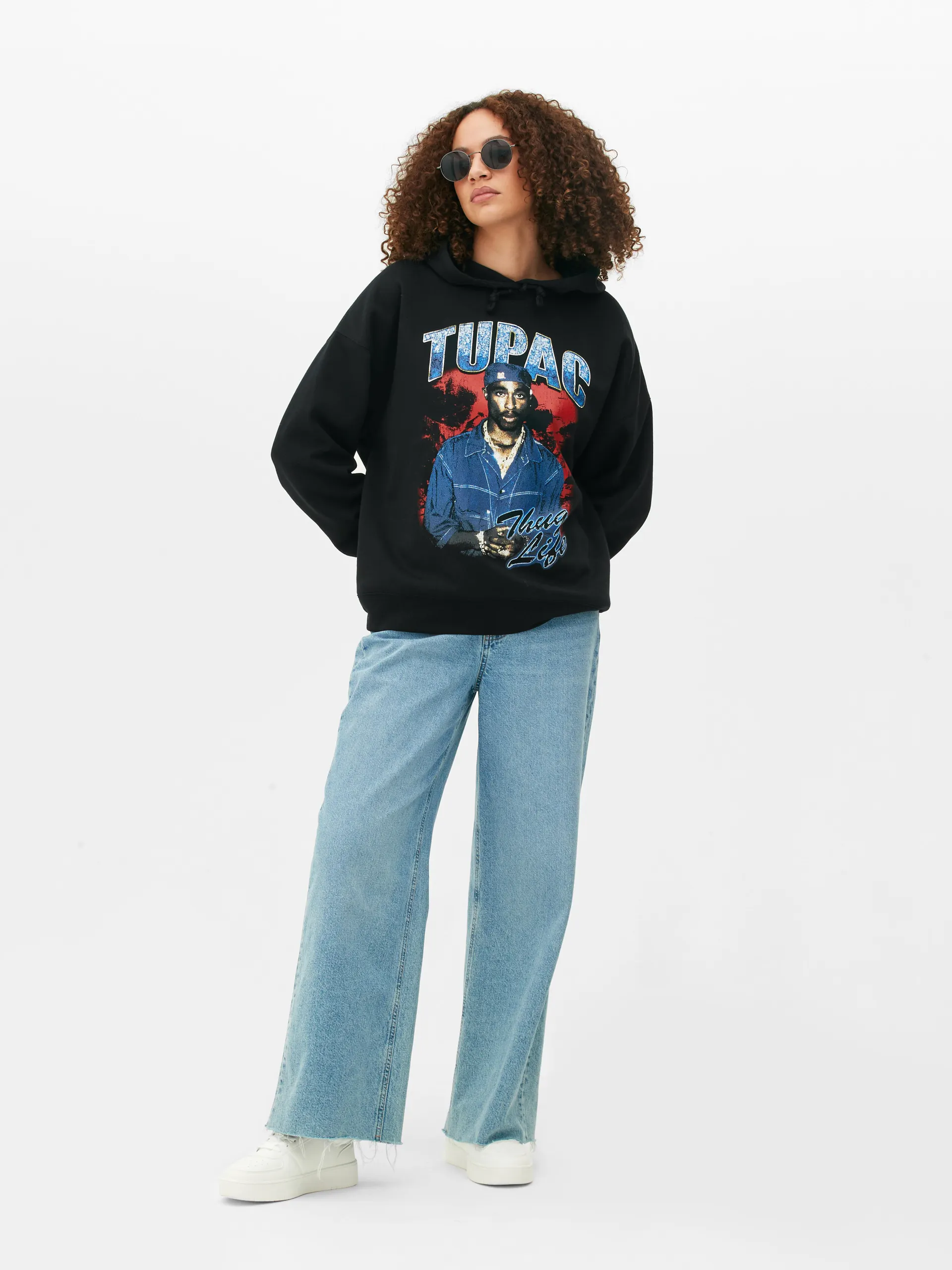 Camisola capuz gráfica Tupac