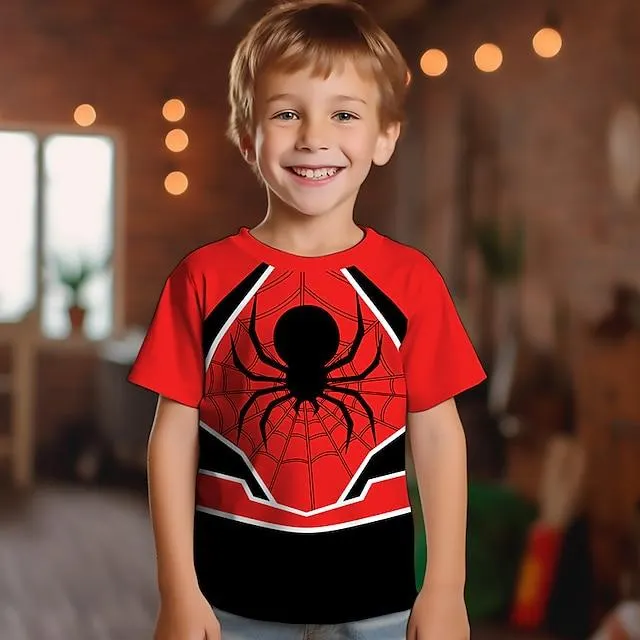 jongens 3d spider tee shirt korte mouw 3d print zomer lente actief sport mode polyester kinderen 3-12 jaar outdoor casual dagelijks normale pasvorm