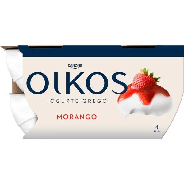 Iogurte Grego de Morango Pack 4 embalagem 110 g Danone Oikos