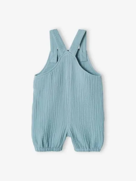 Jardineiras em gaze de algodão, com forro, para recém-nascido