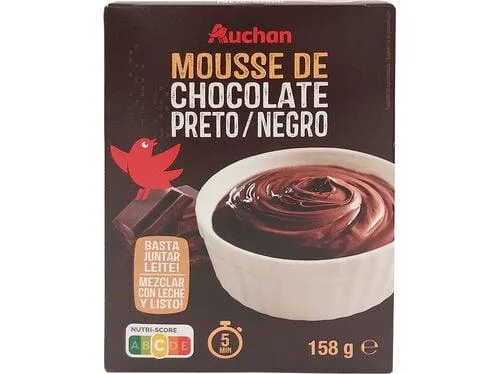 preparado auchan em pó mousse chocolate preto 158g
