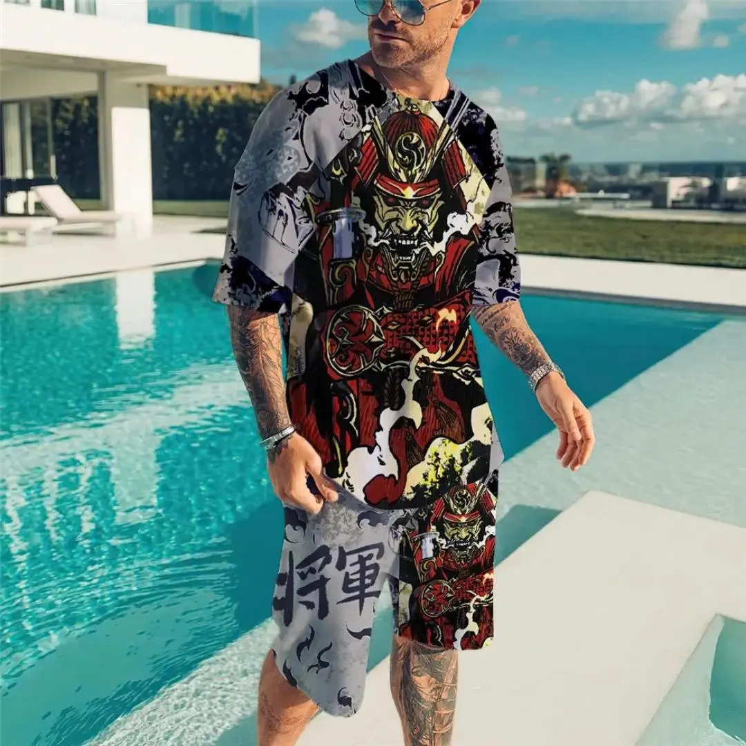 Fashion Men Summer Short Sleeve T Shirt Shorts 2 Piece Sets Oversized T-shirts Sportswear Suits Casual Tracksuits Men's Clothing