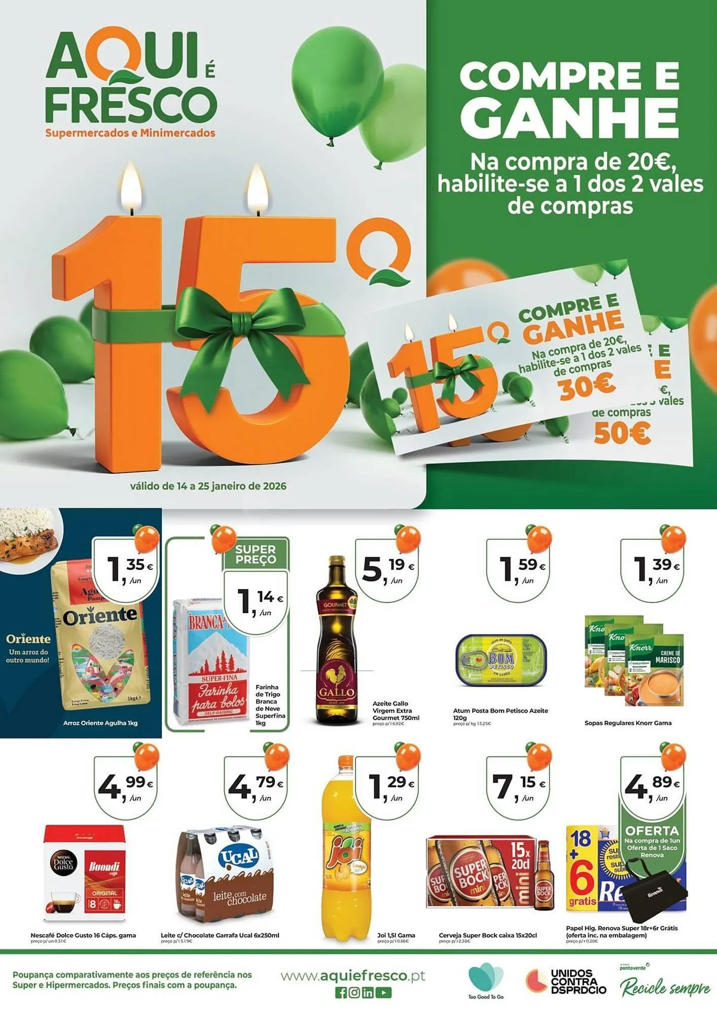 Folheto Folheto Aqui é fresco de 14 de janeiro até 25 de janeiro 2026 - Pagina 1