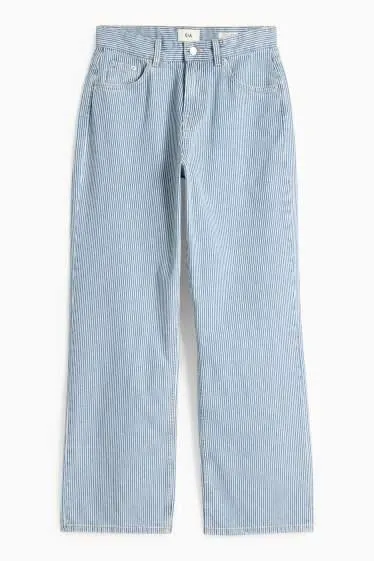 Baggy jeans - mid-rise waist - striped