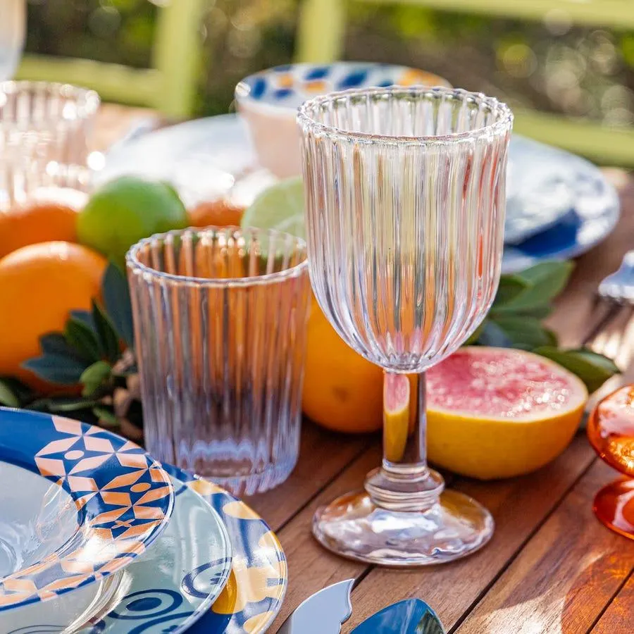 Copo com pé baixo transparente 18x8,5cm STRIPES