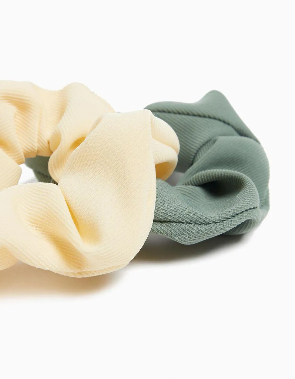 Pack 2 Elásticos de Cabelo Scrunchie, Menina, Amarelo Claro/Verde Escuro