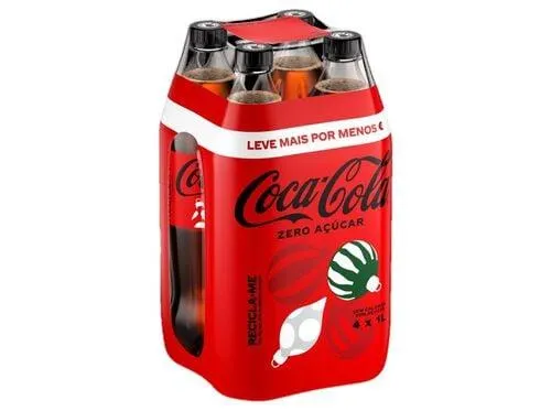 refrigerante com gás coca-cola zero açúcar 4x1l